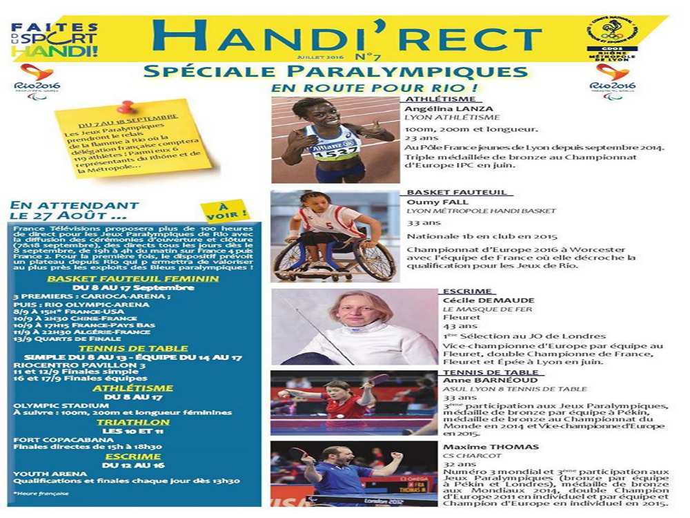 LYON | Newsletter n° 6, Commission Sport et Handicap CDOS Rhône