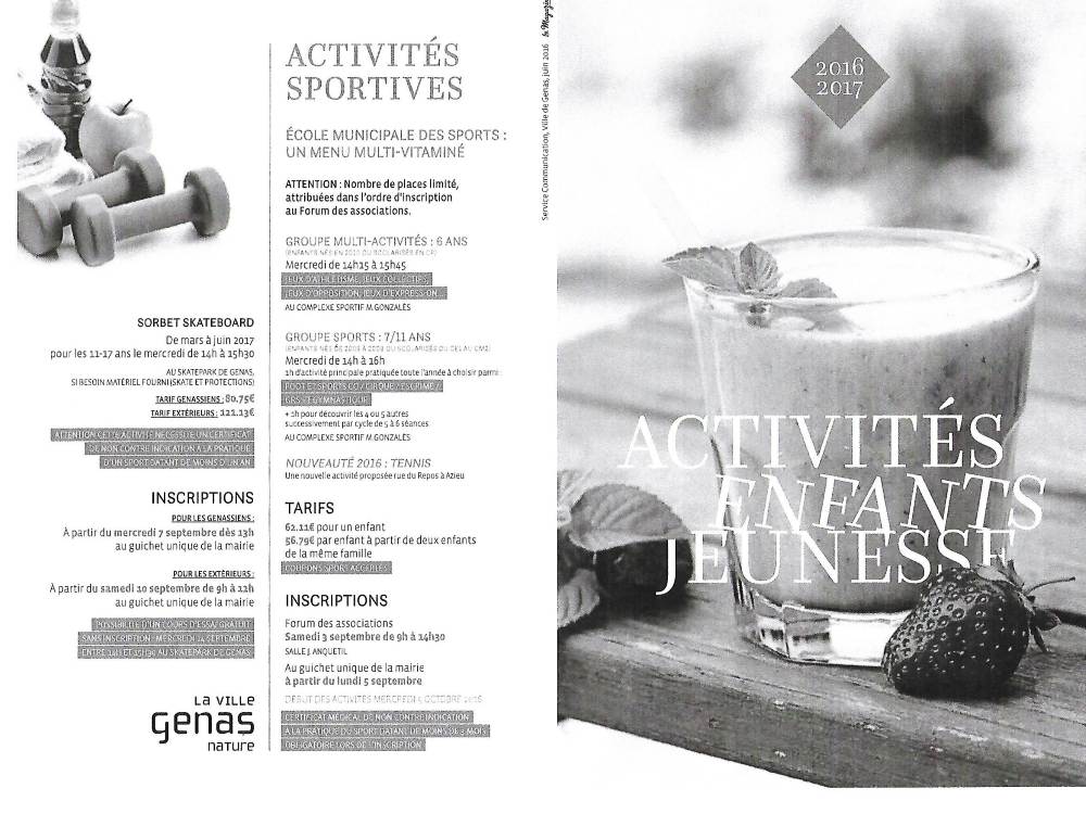 GENAS | Programme: activités  » enfants et jeunesse », spectacles au Neutrino et Ecole Municipale des Sports