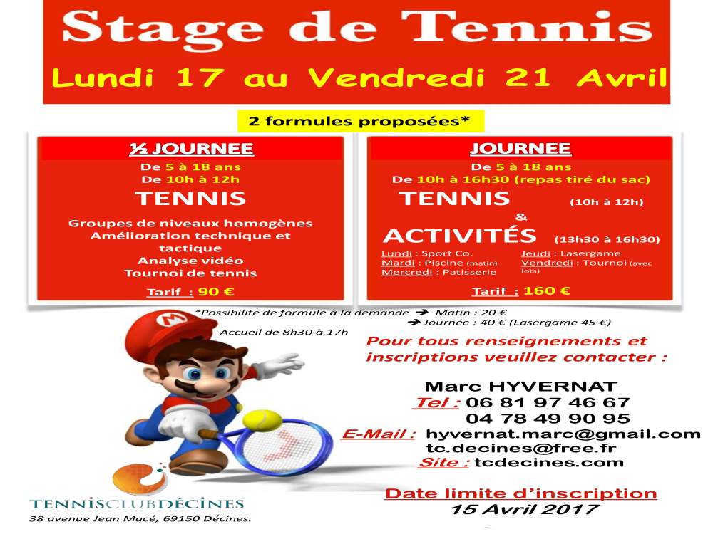 DECINES | Un stage au Tennis Club pour les vacances de printemps